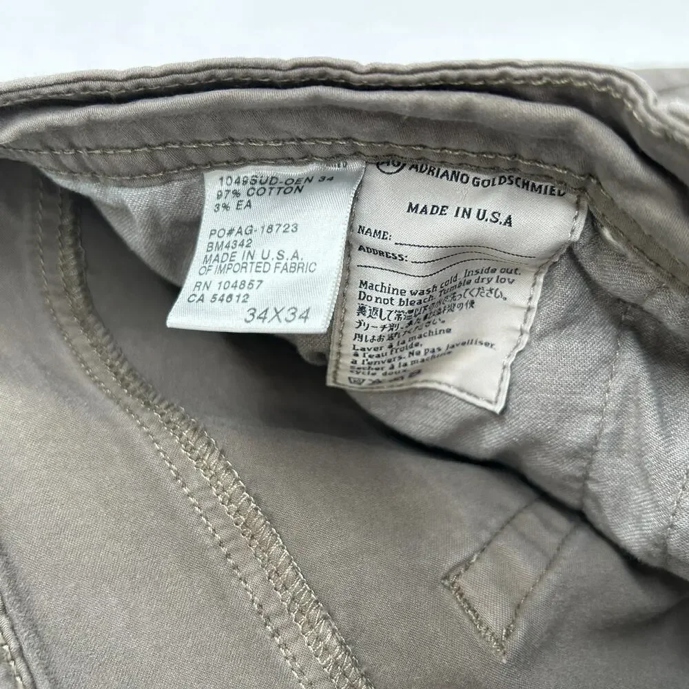 AG ADRIANO GOLDSCHMIED Jeans Mens 34x34 The Protege Stretch Cotton Gray USA VTG